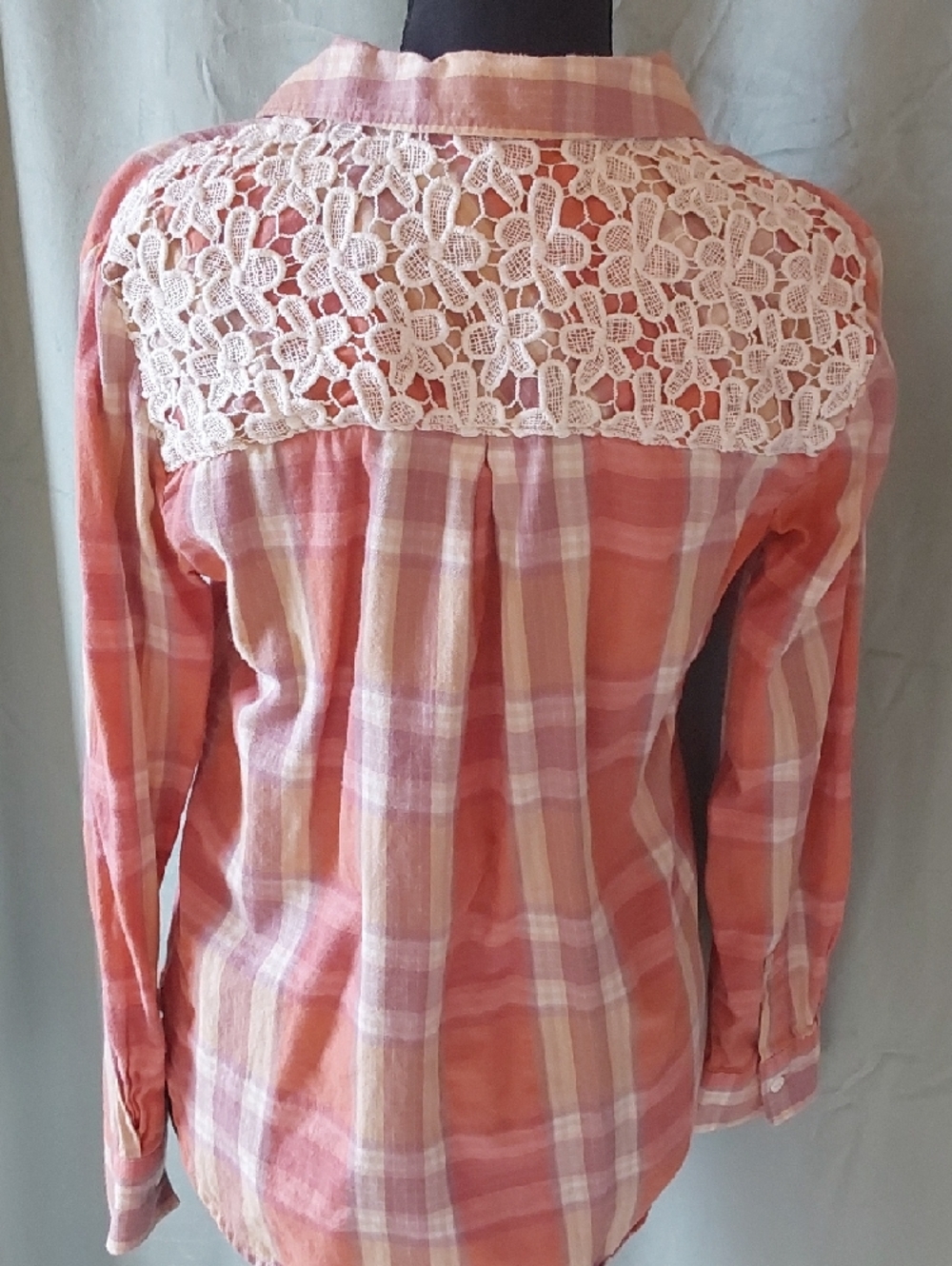 100% Cotton "hippie laundry" Pink & Cream Plaid Shirt Top - Picture 3 of 3